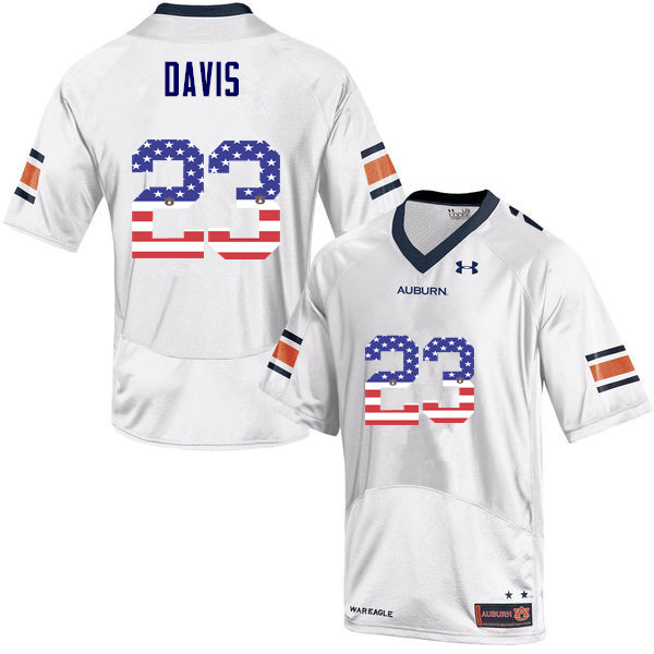 Auburn Tigers Men's Ryan Davis #23 White Under Armour Stitched College USA Flag Fashion NCAA Authentic Football Jersey IQY6074OI